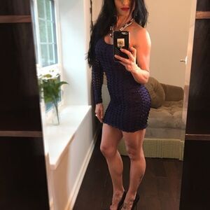 Foreplay one shoulder purple funky clubbing dress